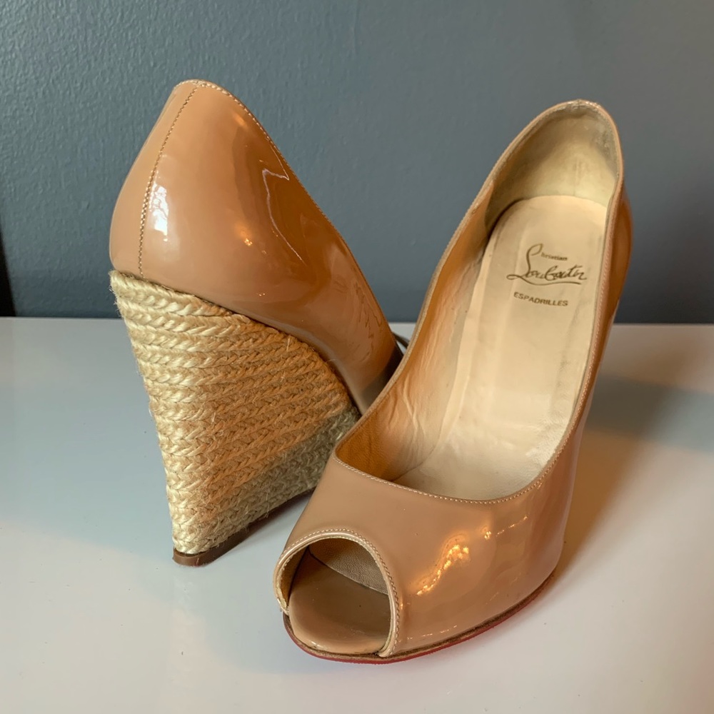 Christian Louboutin Espadrille peep toe wedge shoe
